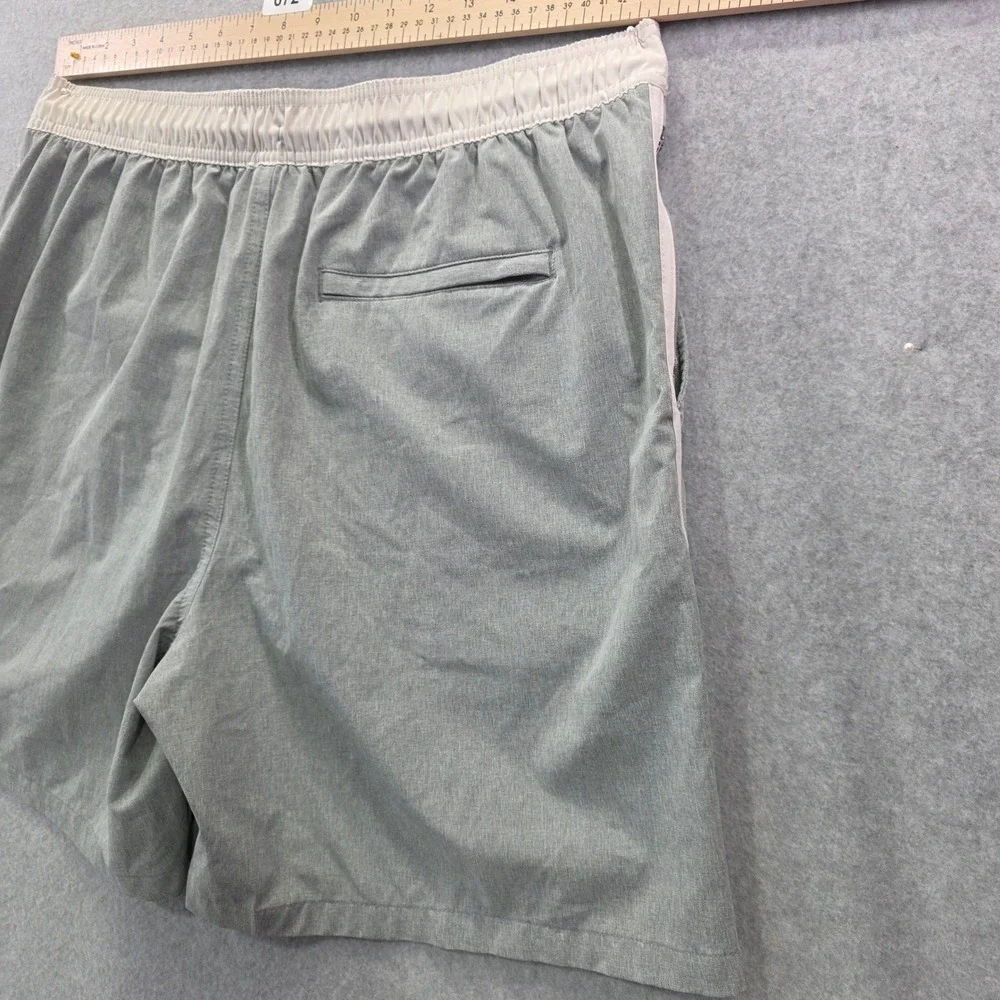 Goodfellow & Co Mens Swim Trunks Gray Striped Board Shorts Size L Large 7in seam